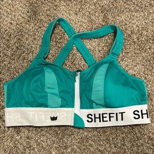 SHEFIT Turquoise Sports Bra with White Band